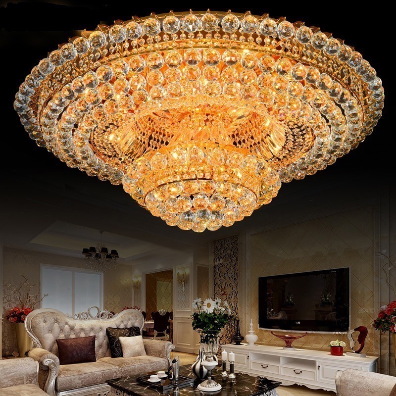 luxury gold house led crystal lights K9 crystal glass ceiling lamp modern crystal pendant lights for home living room decoration