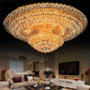 luxury gold house led crystal lights K9 crystal glass ceiling lamp modern crystal pendant lights for home living room decoration