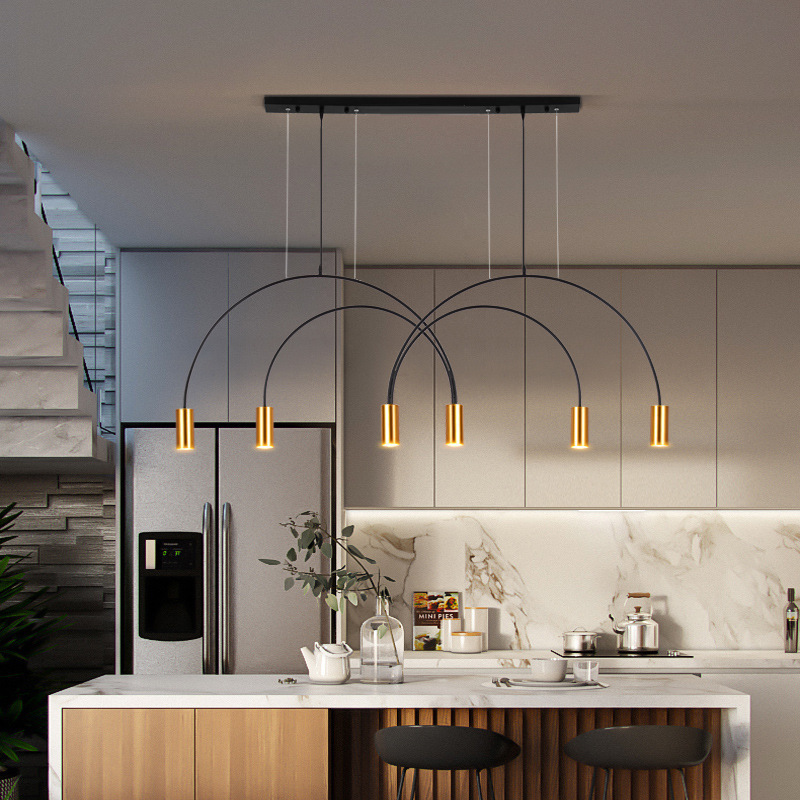 Modern Dining Table Chandelier Nordic Style Kitchen Lighting Pendant Hanging Led Linear Light for Dining Room Restaurant