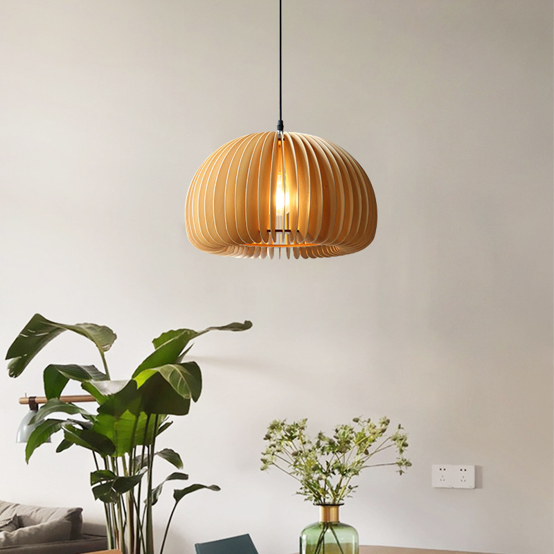 Retro pumpkin chandelier vintage pendant light bamboo hanging lamp for entrance hall bar balcony bedroom restaurant lighting