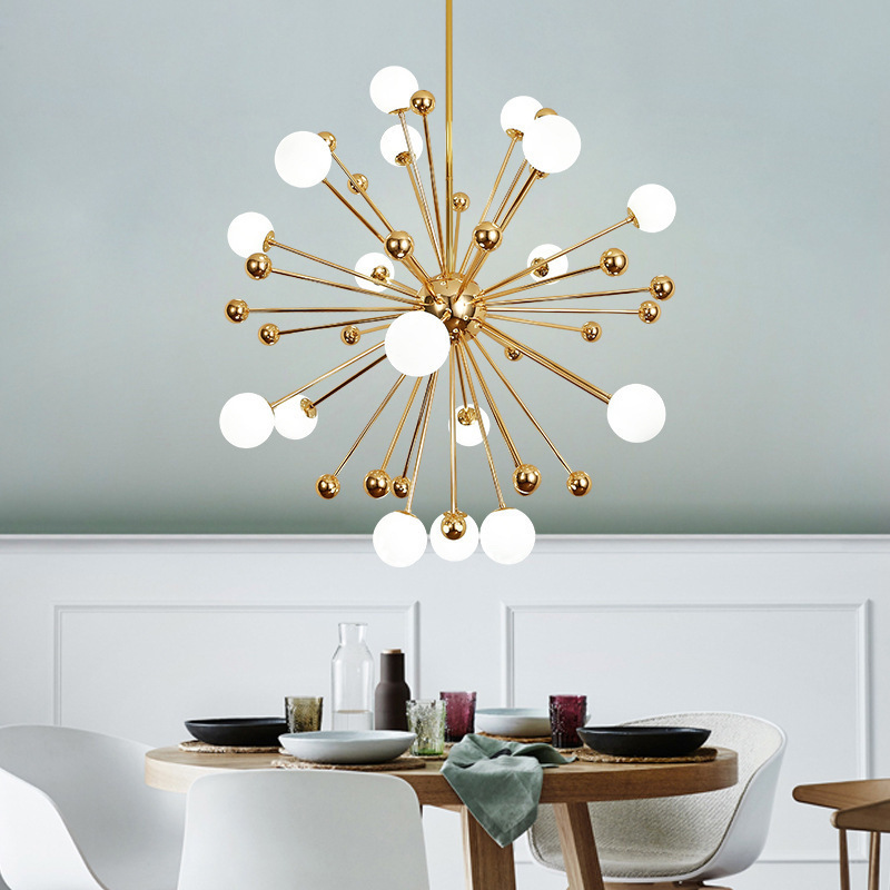 European style gold kitchen island lights luxury led globe lights glass sputnik chandelier for living room bedroom dining room