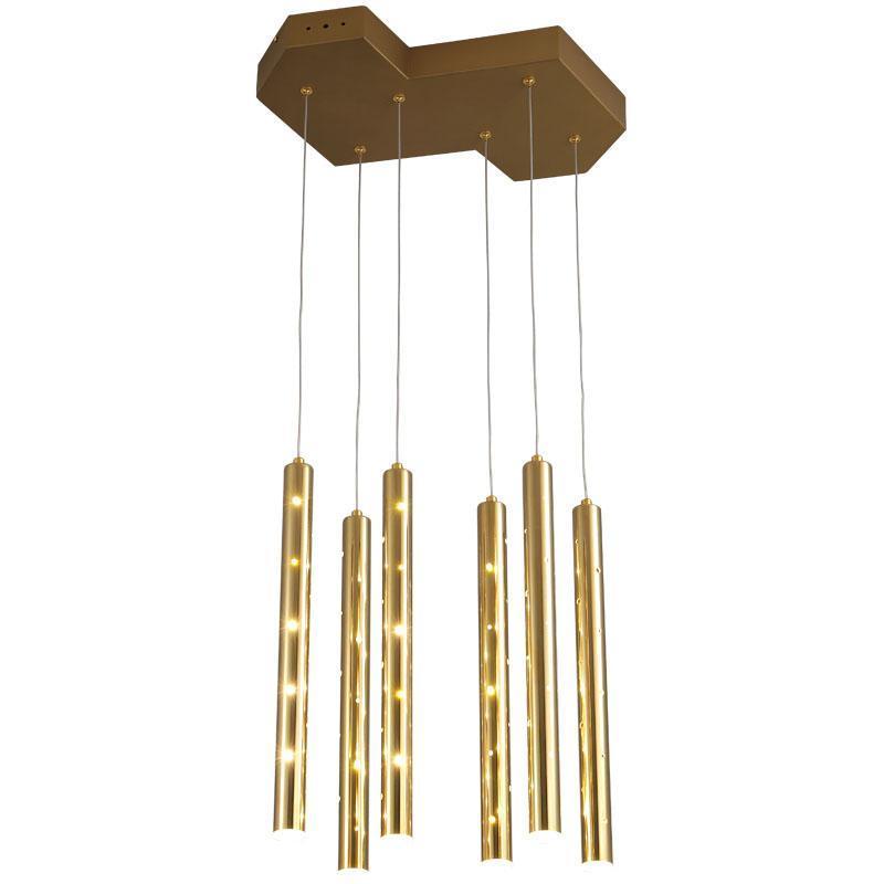 creative  6-lights restaurant light fixtures hanging modern gold drop light pendants for living room office  coffee shop