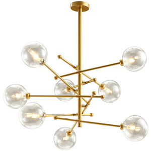 Nordic design living room gold color pole chandeliers modern led sputnik chandelier home decor hanging lamp