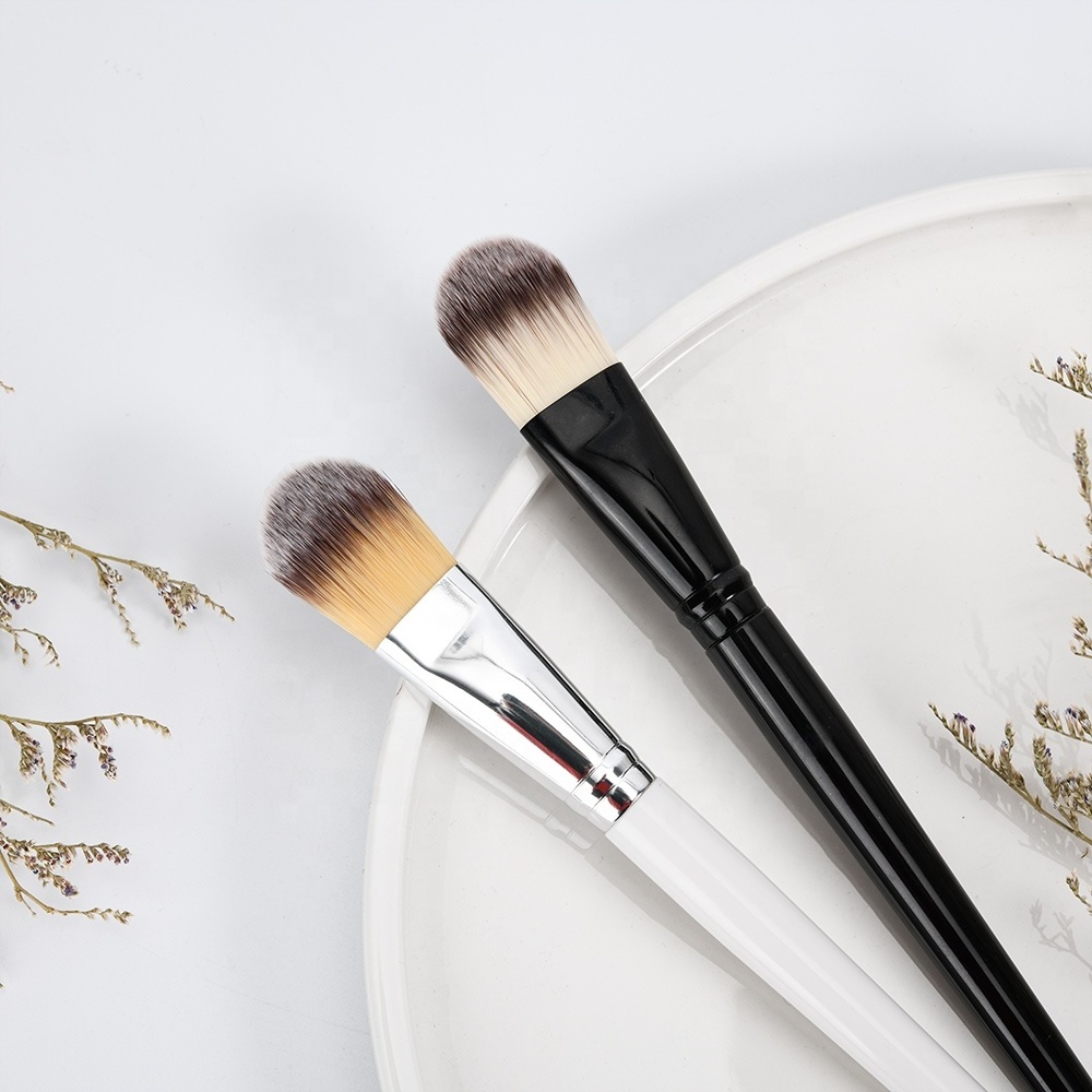 Vegan Private Label Logo Synthetic Single Flat Foundation Powder Brush For Foundation