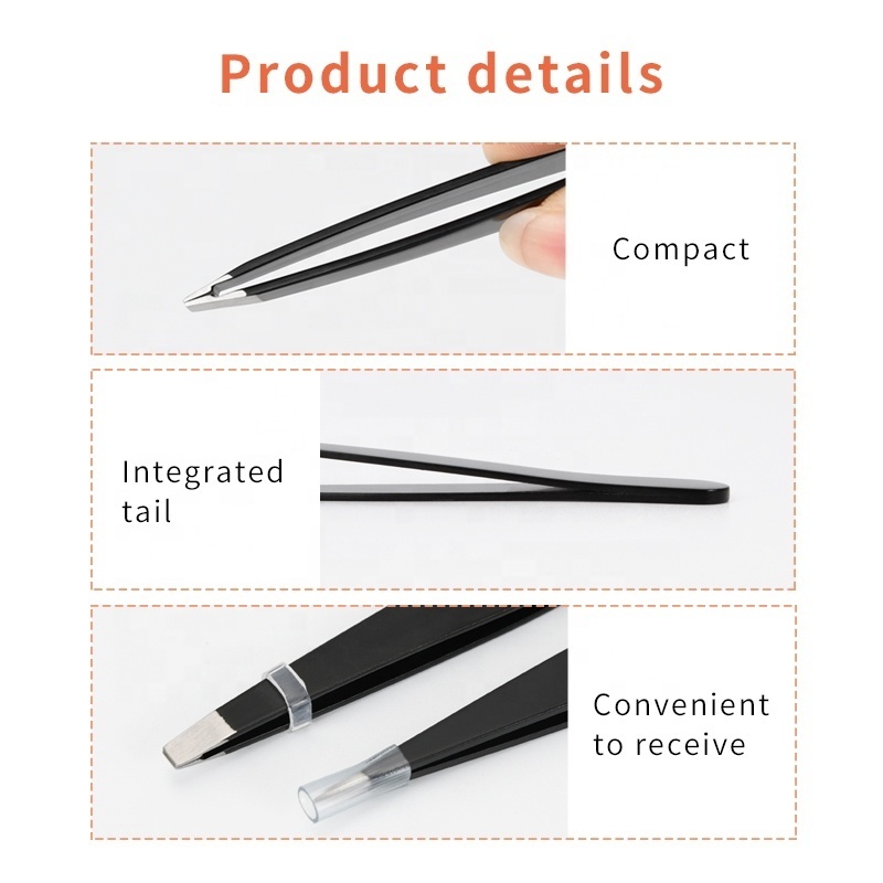 Custom 3pcs 4pcs 5pcs  Stainless Steel Black  Eyelash  Trimmer Eyebrow Tweezers Set with scissors