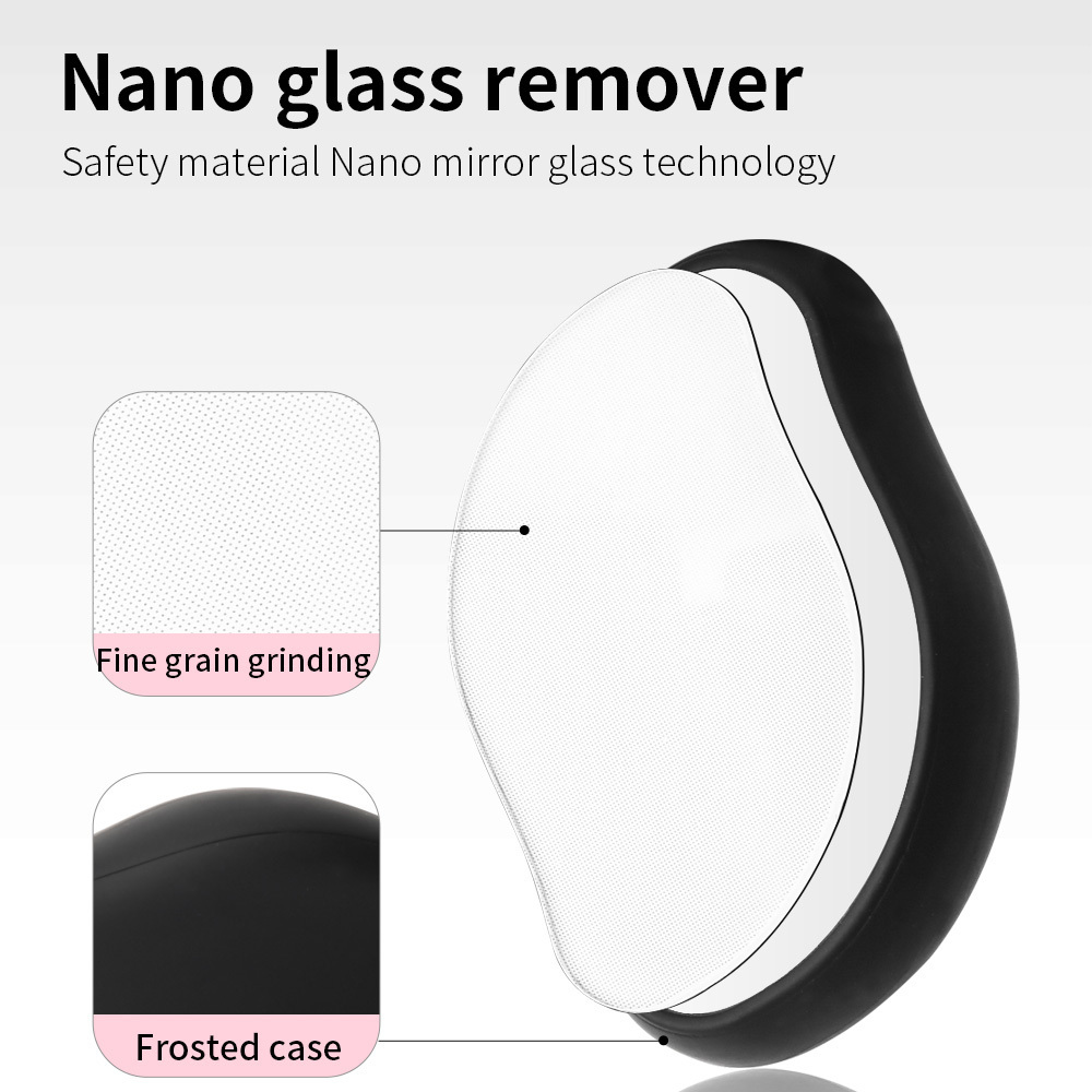 Easy-to-Use Painless Crystal Nano Glass Foot File Rectangle Design with Rubber Coating Black Color Callus Remover