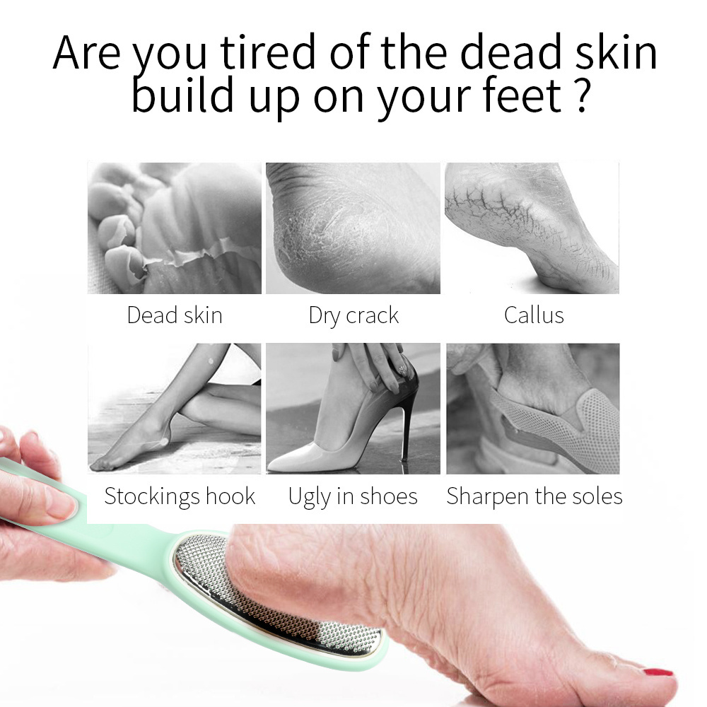 Mint Green Stainless Steel Foot File Skin Remover  Professional Pedicure Callus Remover  for Smooth Feet