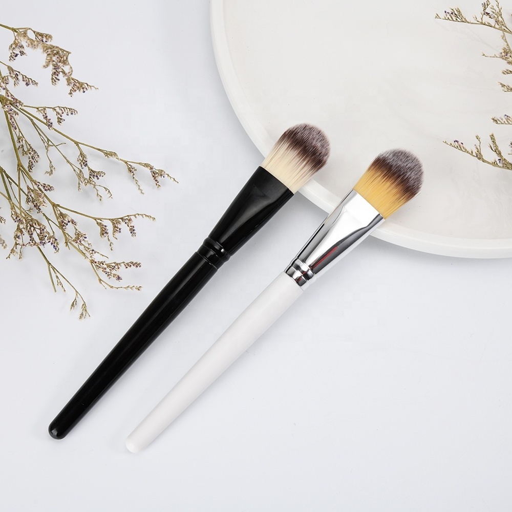 Vegan Private Label Logo Synthetic Single Flat Foundation Powder Brush For Foundation