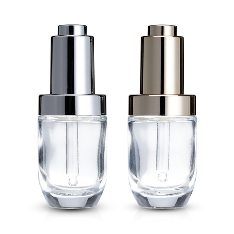 High quality luxury hot sale eye dropper potion transparent push button glass bottles 2 oz for 10ml 30 ml bottles