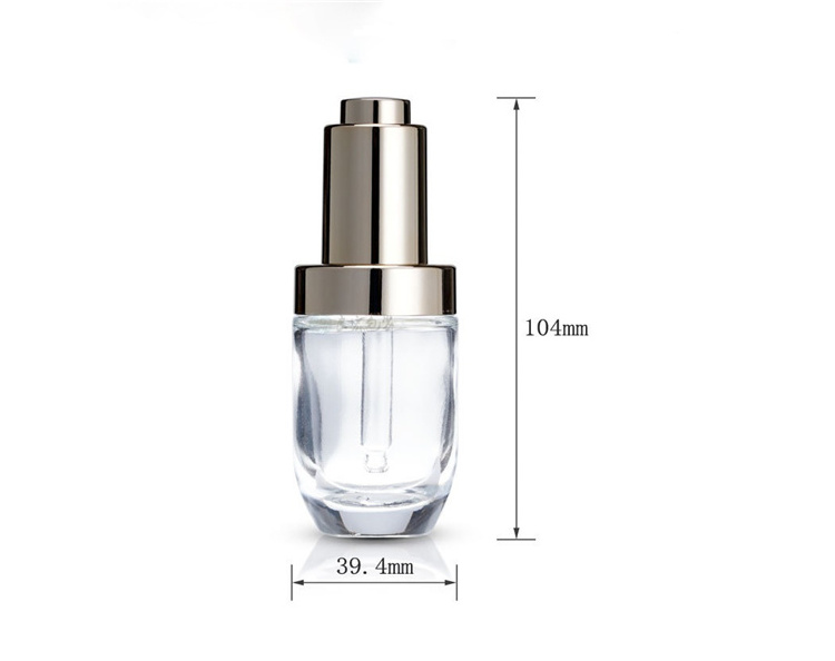 High quality luxury hot sale eye dropper potion transparent push button glass bottles 2 oz for 10ml 30 ml bottles