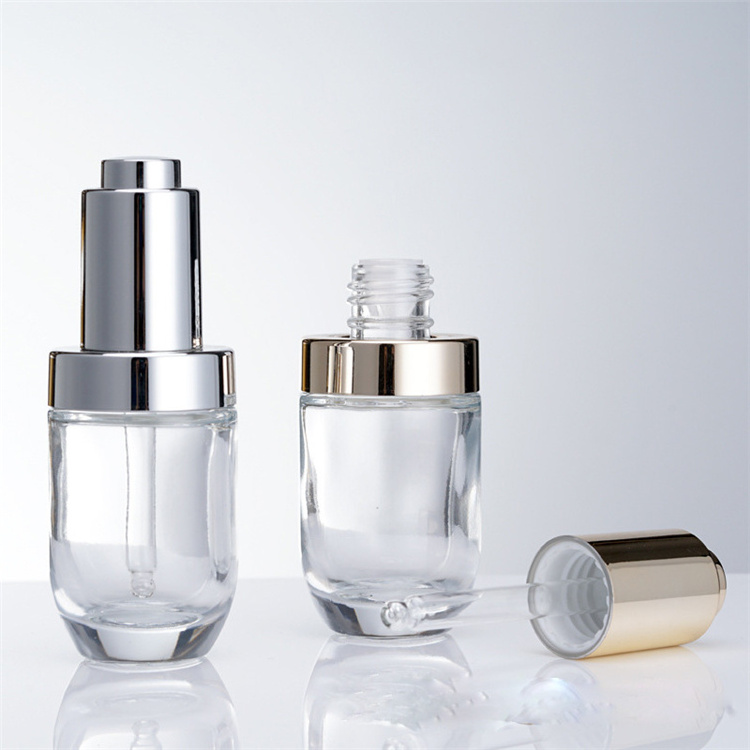 High quality luxury hot sale eye dropper potion transparent push button glass bottles 2 oz for 10ml 30 ml bottles