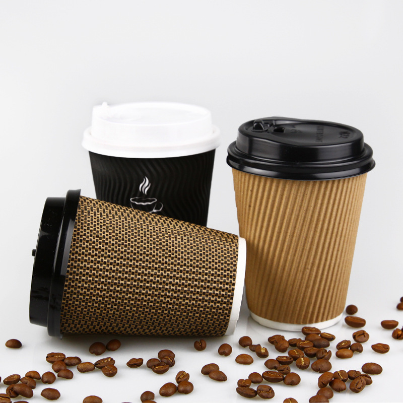 raw materials ripple wall cups 8 oz coffee paper cup printing logo paper cups with lid