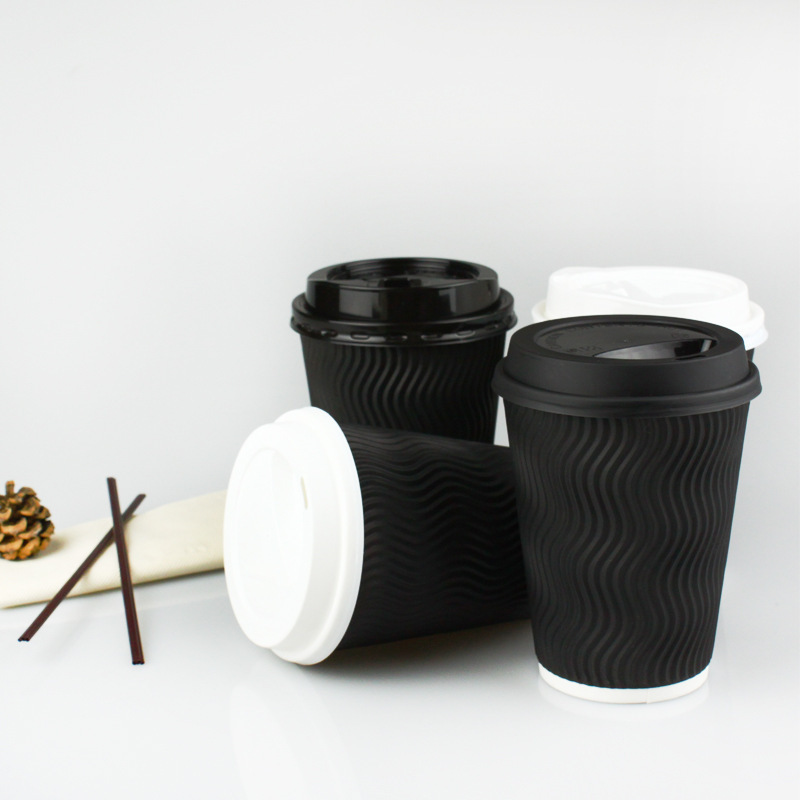 raw materials ripple wall cups 8 oz coffee paper cup printing logo paper cups with lid