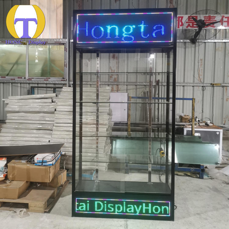 Full Vision LED Lighting Screen Glass Showcase Fashion Design Smoke Shop Display