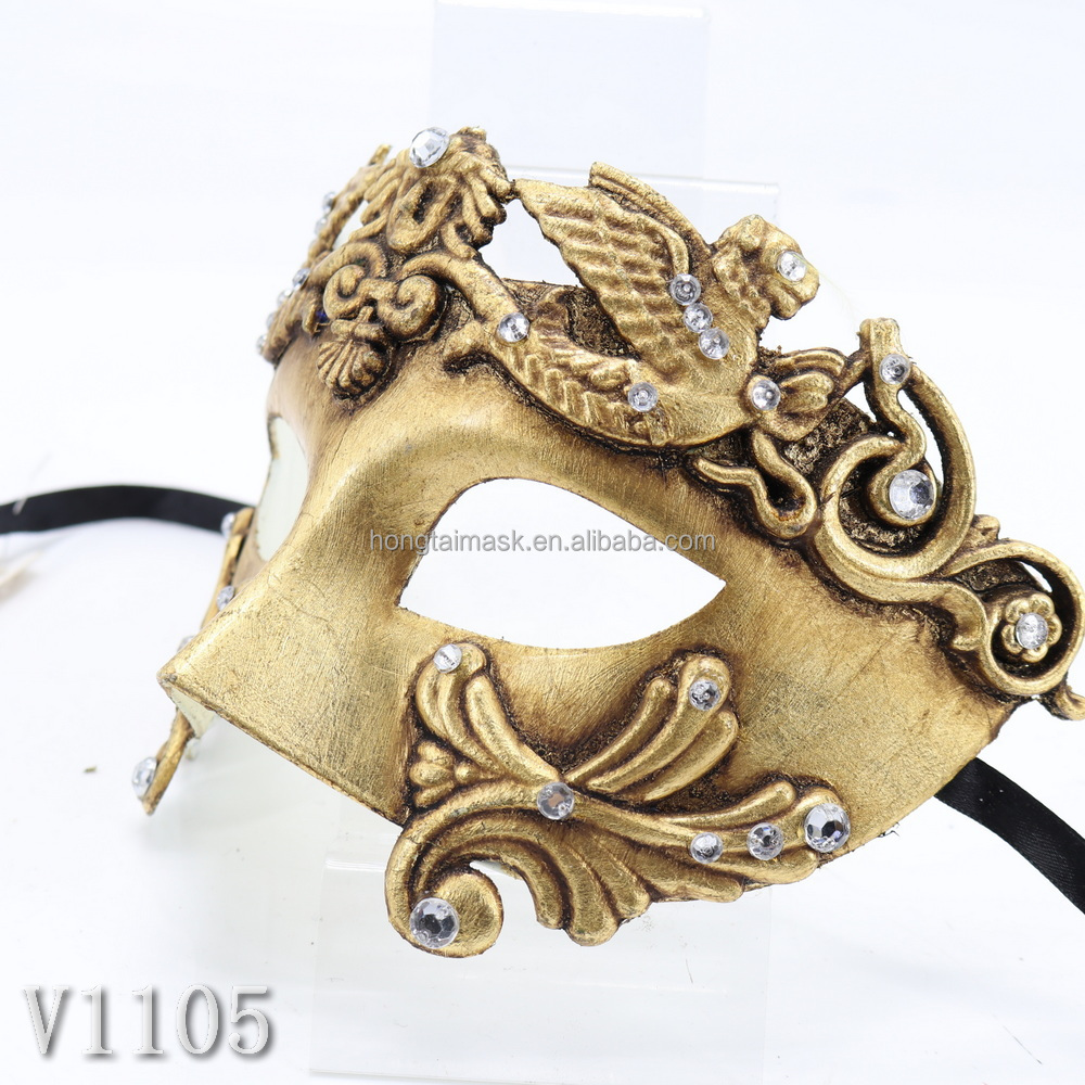 High Quality Eco material Roman Venice Style Half Face Venetian Hand Painted Rhinestone Mask for Halloween Carnival Party Event