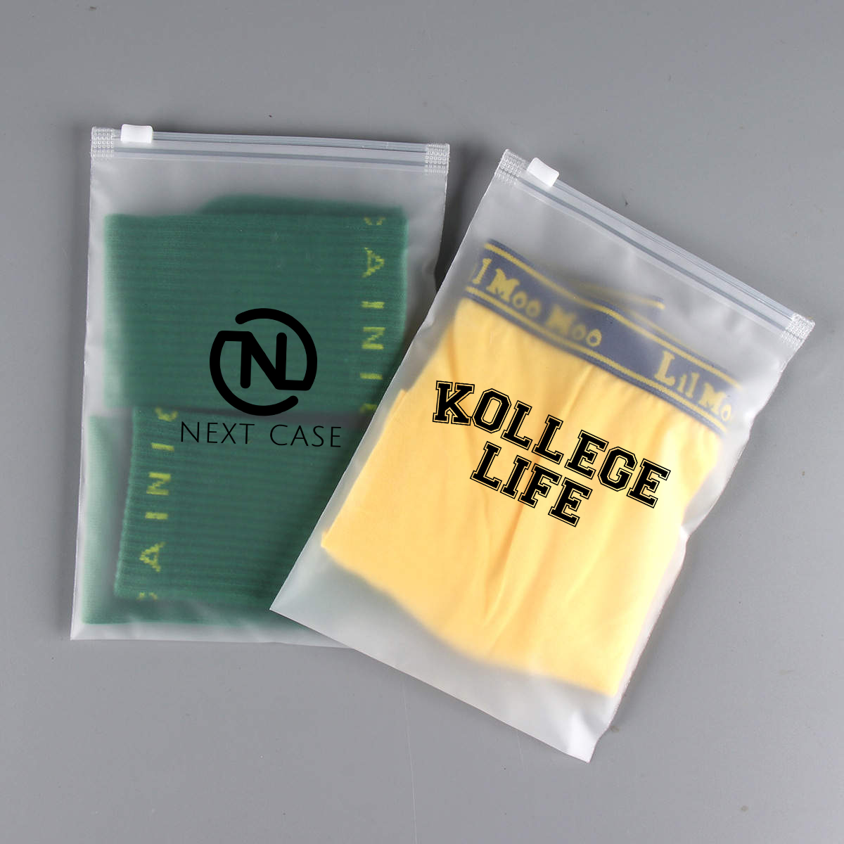 High Quality  Plastic Custom Logo Clear Transparent Frosted PVC Zipper Poly Bag With Zip Lock For Clothing Packaging Underwear