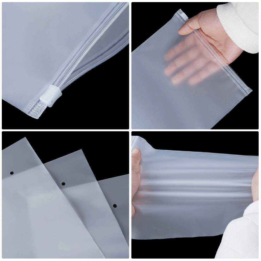 High Quality  Plastic Custom Logo Clear Transparent Frosted PVC Zipper Poly Bag With Zip Lock For Clothing Packaging Underwear