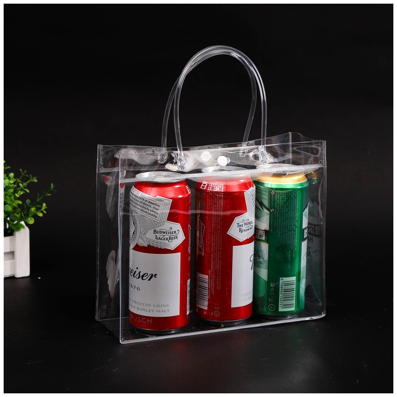 Hot Selling Transparent Reusable Clear Shopping Pvc Flower Custom Gift Packaging Bag For Watch and Industrial  Use With Logo