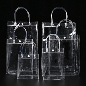 Transparent Vinyl Beach Shoulder Pvc Handle Stadium Clear Waterproof Cosmetic Tote Storage Transparent Plastic Bag With Logo