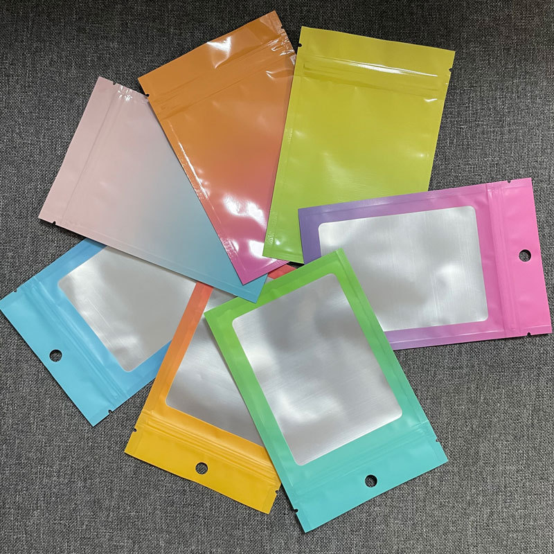 100pcs Custom Logo Small Resealable Holographic Bopp Packaging Zip lock Transparent Plastic Bag With Logo Zipper For Packaging