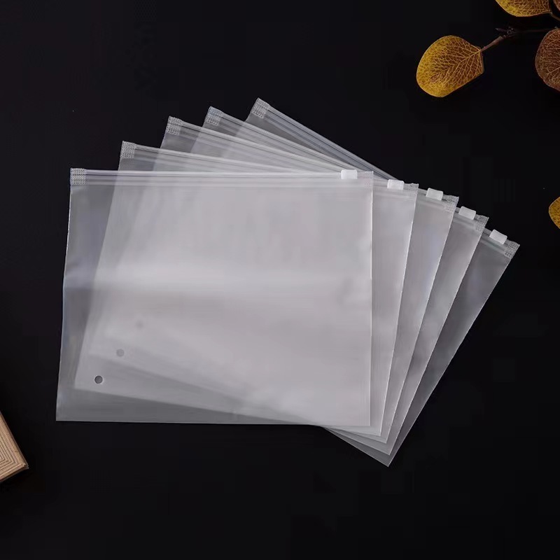 Matte Finish PVC Zipper Poly Bag Ziplock Plastic Bags for Clothes Shoes Socks with Screen Printing and Zipper Lock Top