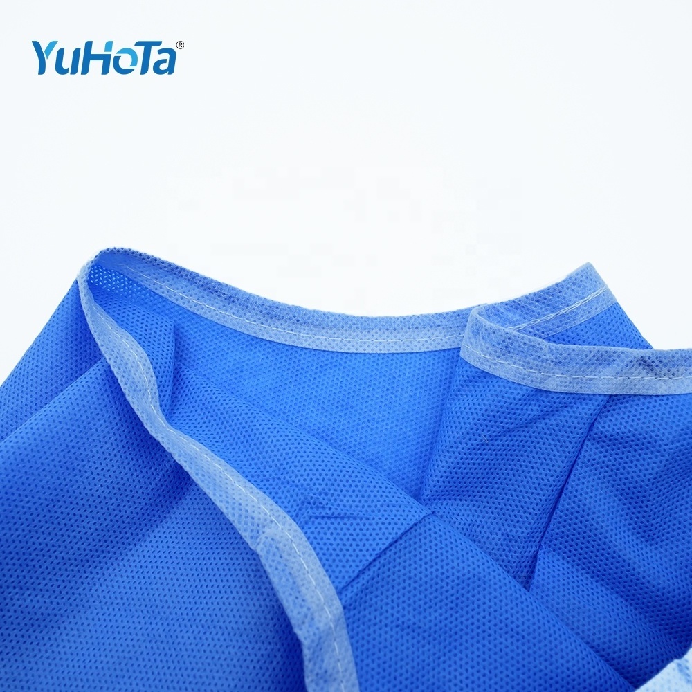 Disposable Protective Suit Sterilization Surgical/Medical Nonwoven Isolation Gown with knit cuff blue package of 50 Gowns