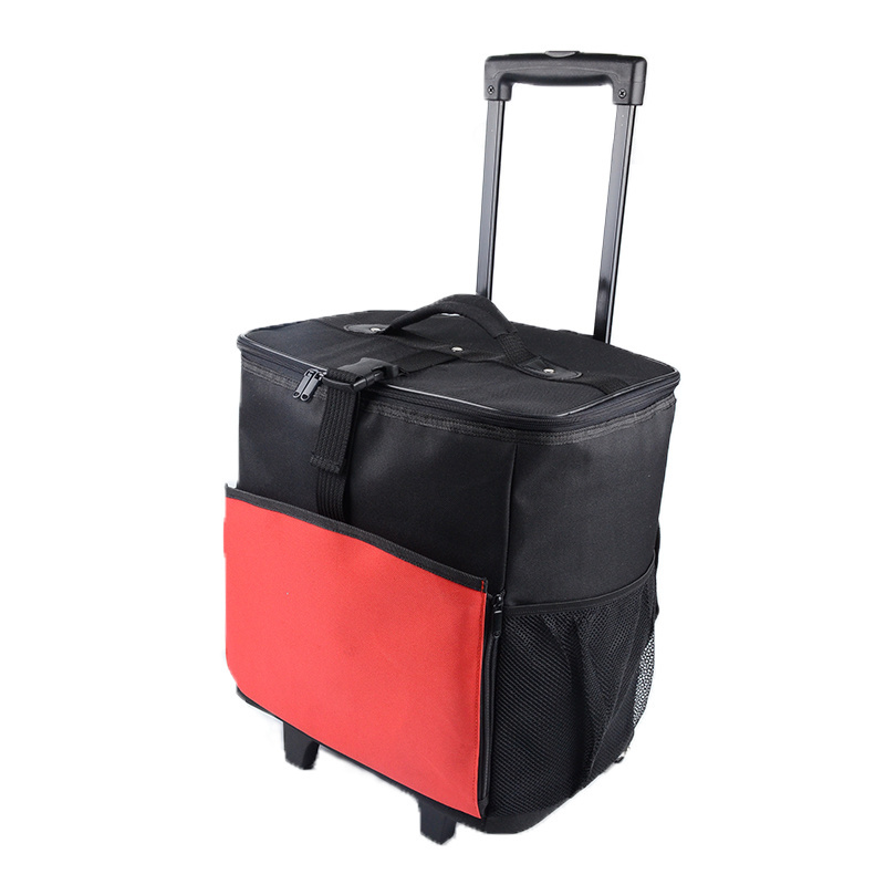 Rolling Insulated Lunch Picnic Trolley Cooler Bag with Wheel New Style Double Layer Outdoor Large Capacity Waterproof Polyester