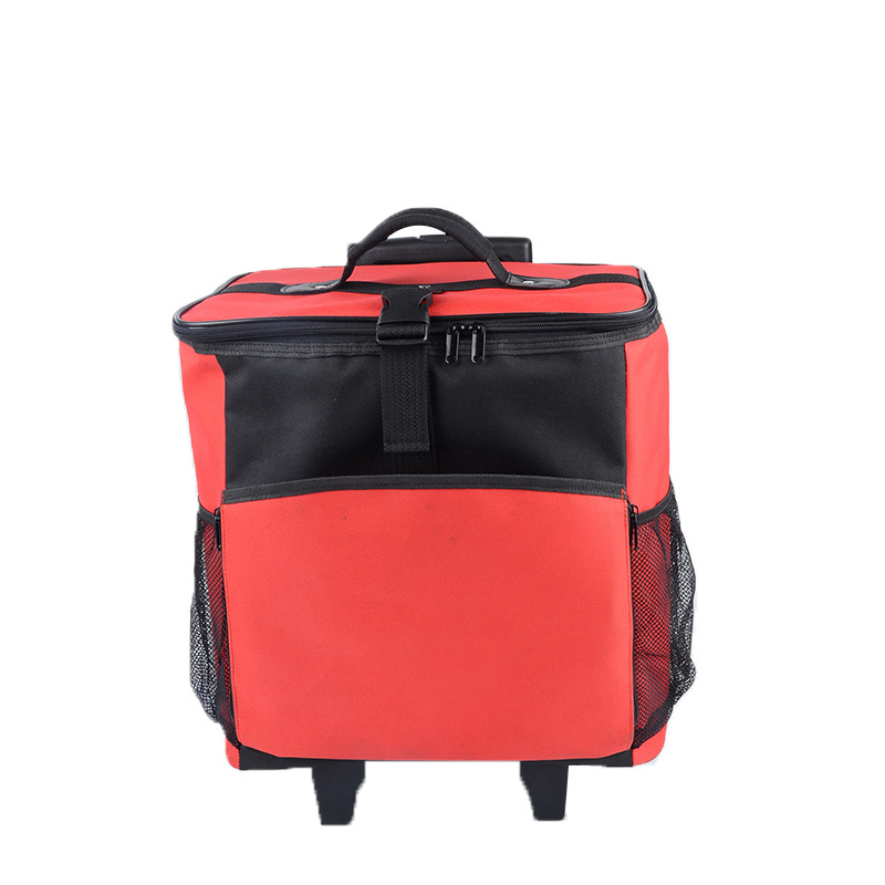 Rolling Insulated Lunch Picnic Trolley Cooler Bag with Wheel New Style Double Layer Outdoor Large Capacity Waterproof Polyester