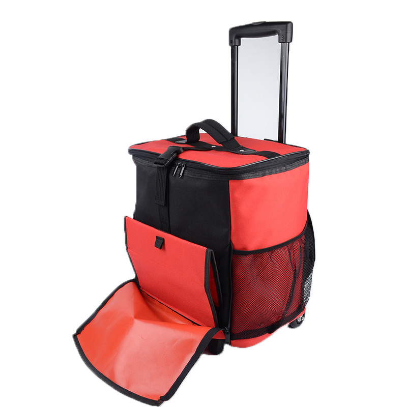 Rolling Insulated Lunch Picnic Trolley Cooler Bag with Wheel New Style Double Layer Outdoor Large Capacity Waterproof Polyester