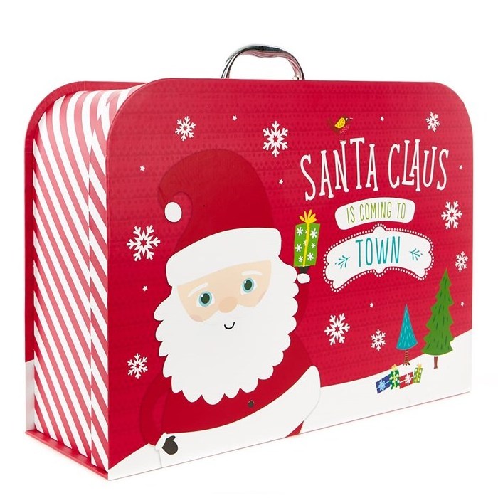 Custom paper cardboard christmas suitcase ornament gift box with handle