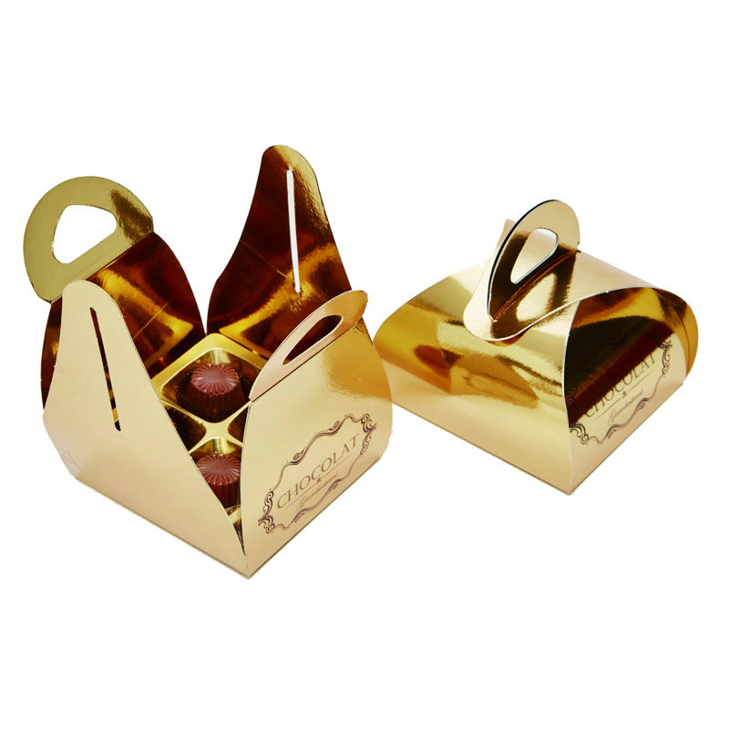 Luxury gold paper box wedding cake box chocolate box with handle