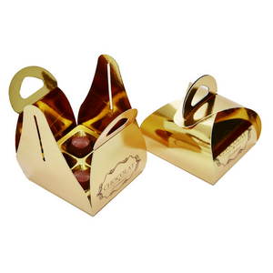 Luxury gold paper box wedding cake box chocolate box with handle