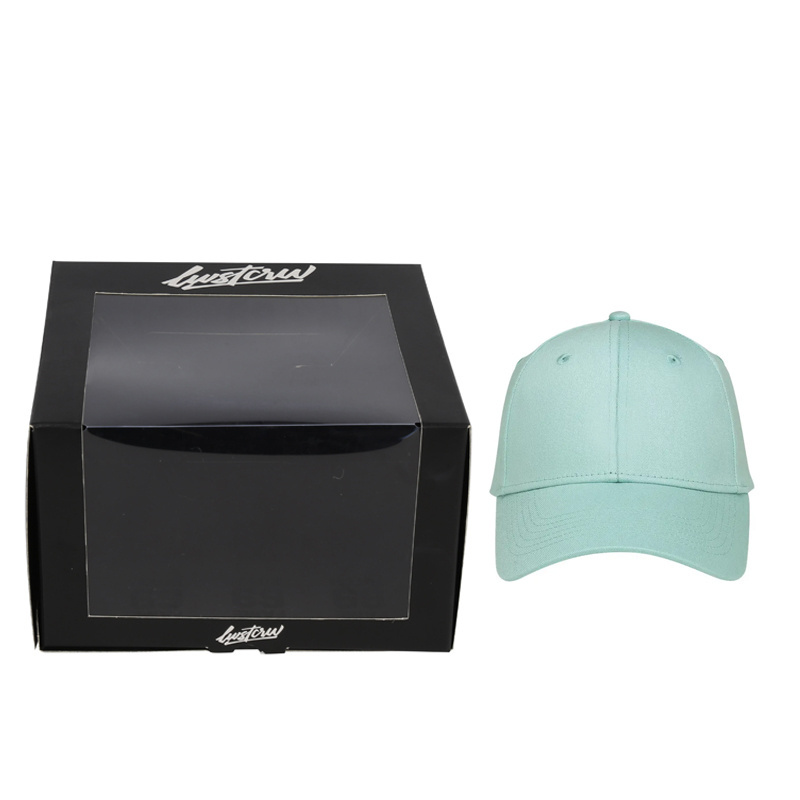 Black collapsible hat shipping box clear baseball cap box wholesale custom hat boxes with window