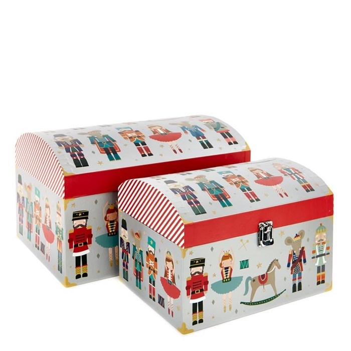 Wholesale custom small treasure paper toy chest christmas toy gift box with lock