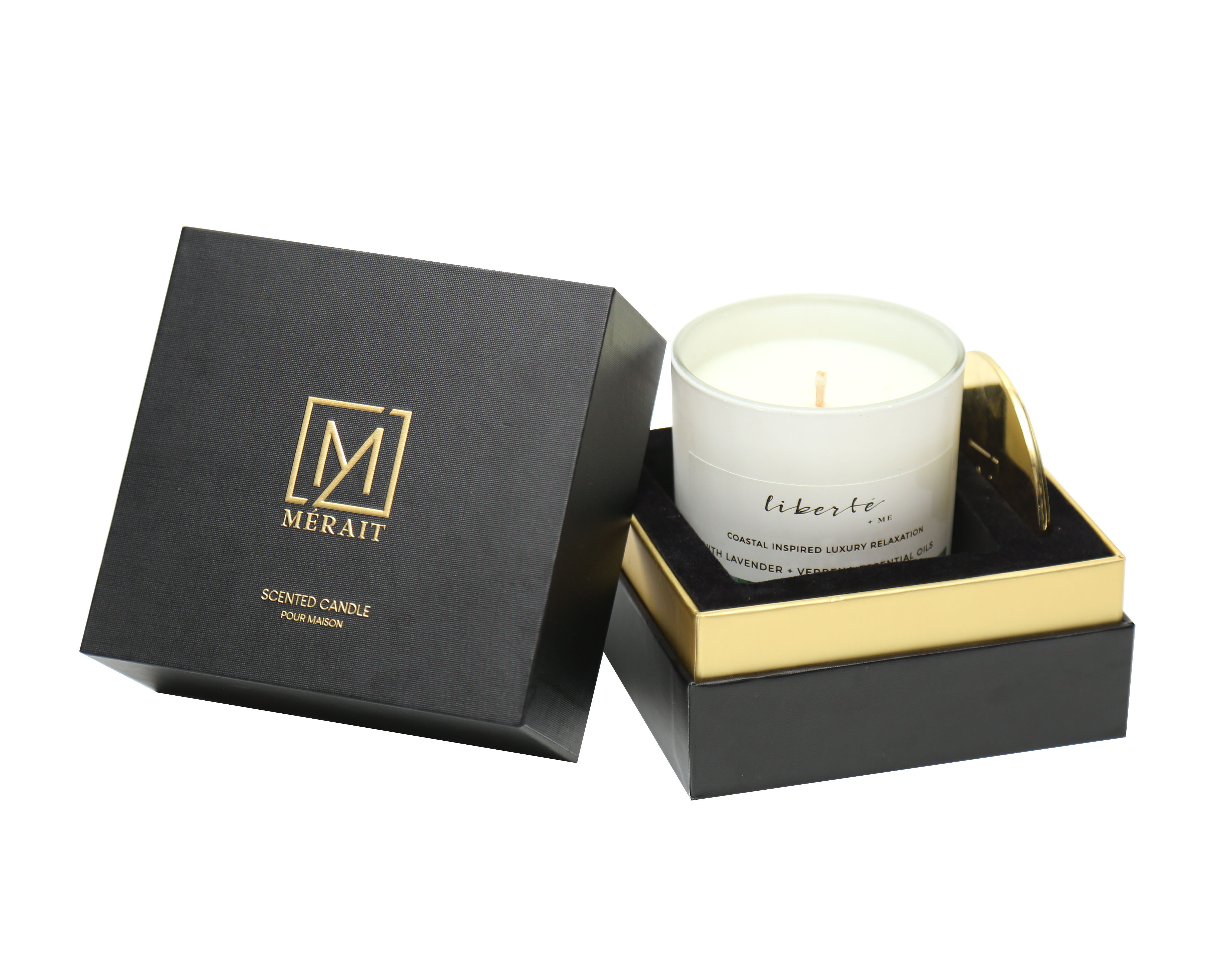 Luxury custom logo 2 piece paper cardboard candle box rigid candle gift box candle packaging box with insert