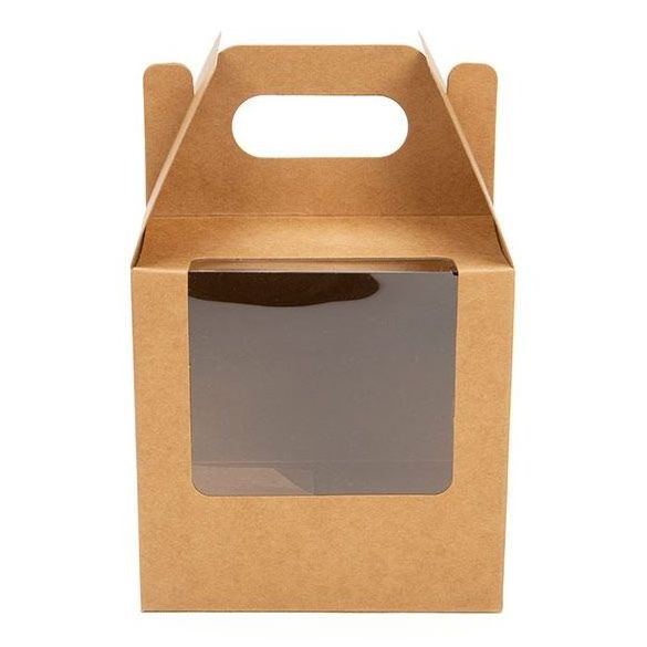 Eco friendly clear window gable box coffee cup cardboard box kraft paper packaging boxes for mugs