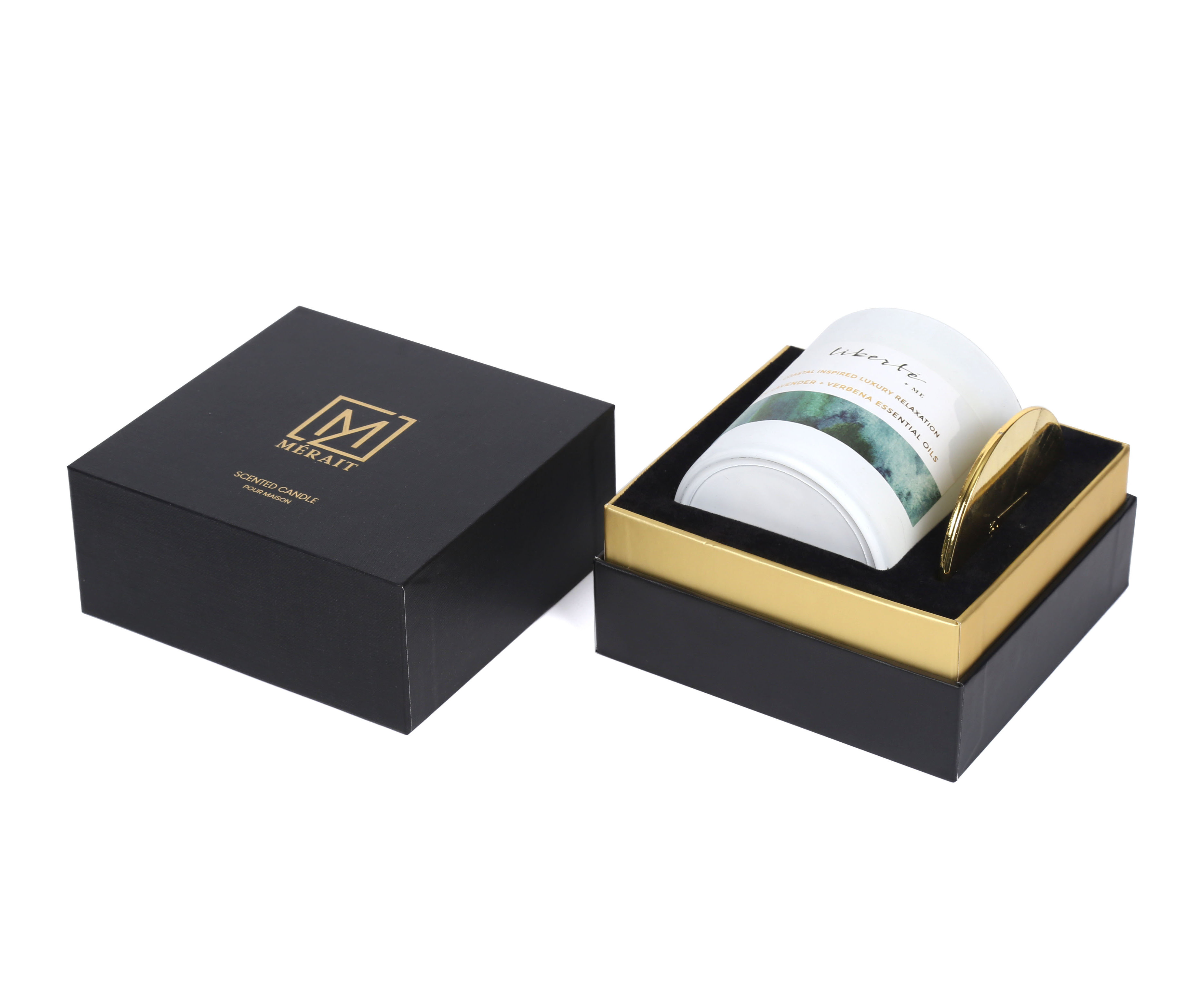 Luxury custom logo 2 piece paper cardboard candle box rigid candle gift box candle packaging box with insert