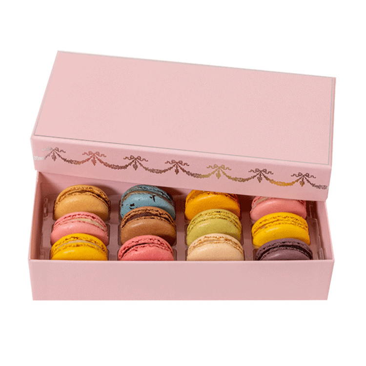 Wholesale custom candy chocolate packing 12 Pink macaron box cardboard macaron packaging gift box