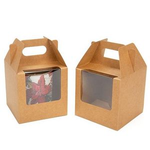 Eco friendly clear window gable box coffee cup cardboard box kraft paper packaging boxes for mugs