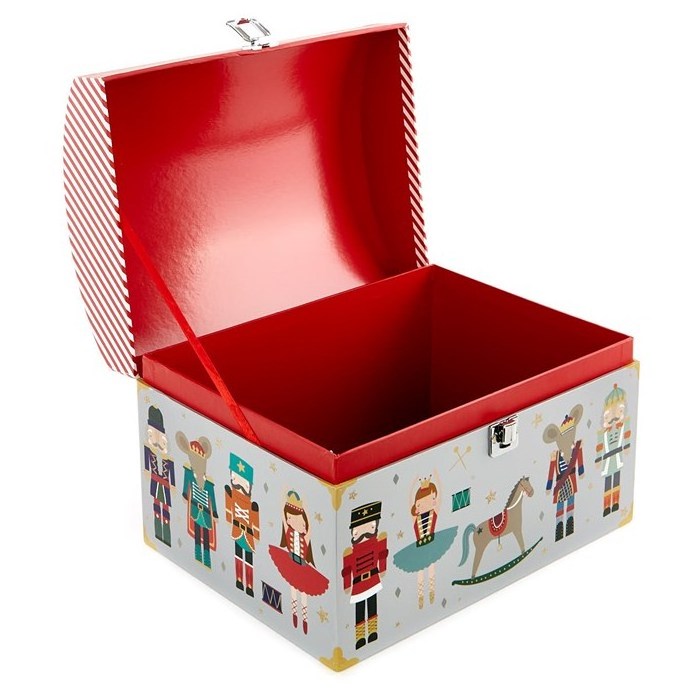 Wholesale custom small treasure paper toy chest christmas toy gift box with lock