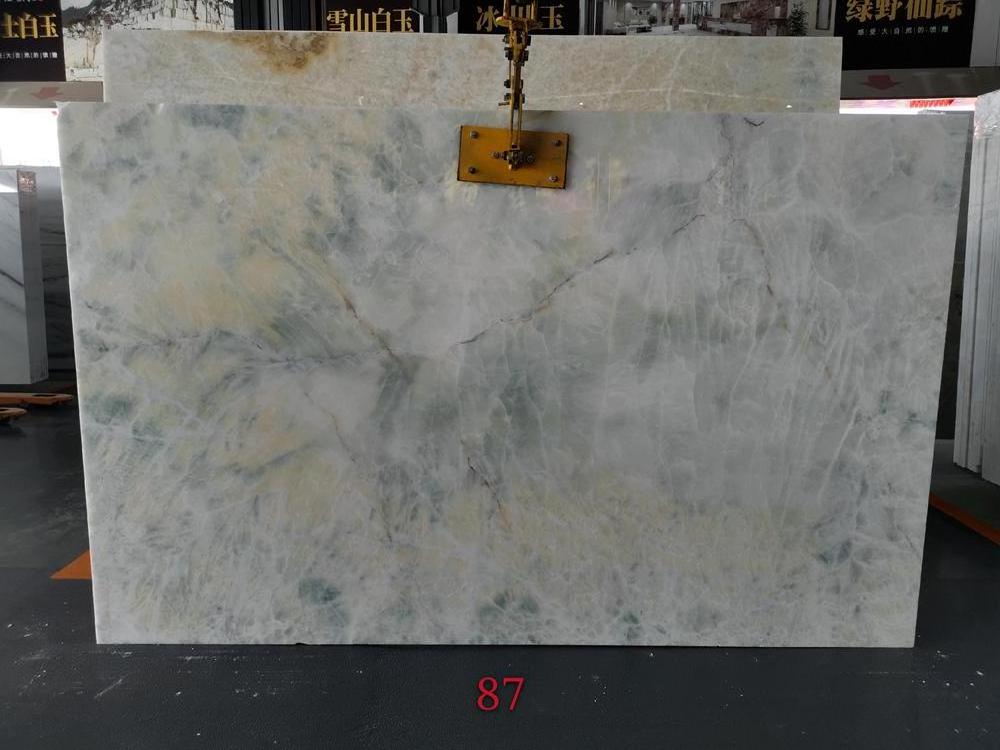 Quarry Blue Ice Onyx marble big slab 24x24 floor Tile factory Price Yunfu Stone