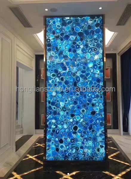 Architectural Interior Design luxury blue Agate Wall Panel Backlit large agate slab for Tv background wall/ countertop