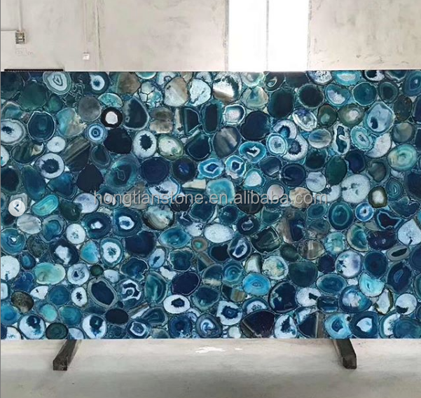 Architectural Interior Design luxury blue Agate Wall Panel Backlit large agate slab for Tv background wall/ countertop