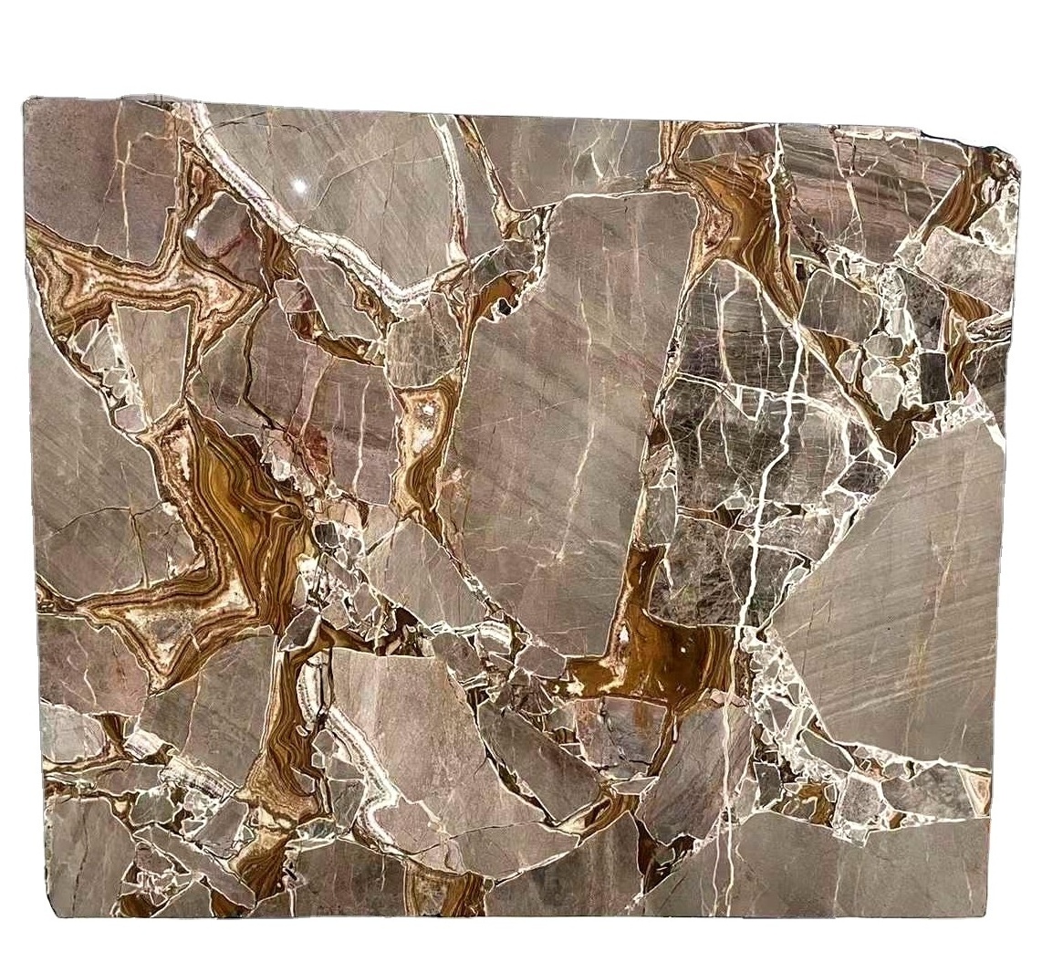 Unique natural stone golden brown marble gold vein black marble import marble