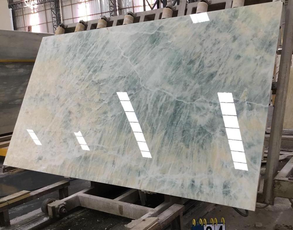 Quarry Blue Ice Onyx marble big slab 24x24 floor Tile factory Price Yunfu Stone