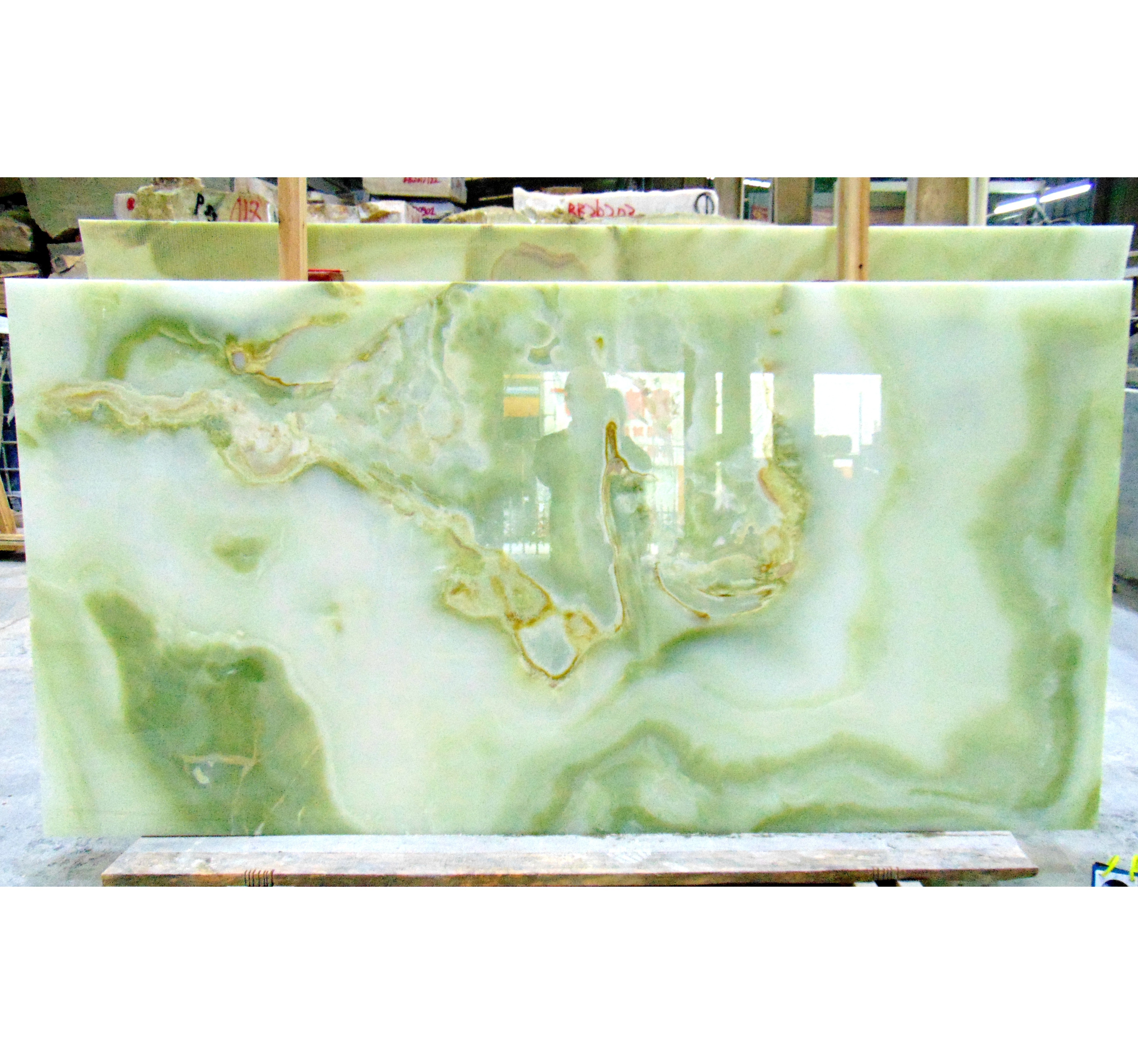 Natural stone transparent marble open book green onice onyx