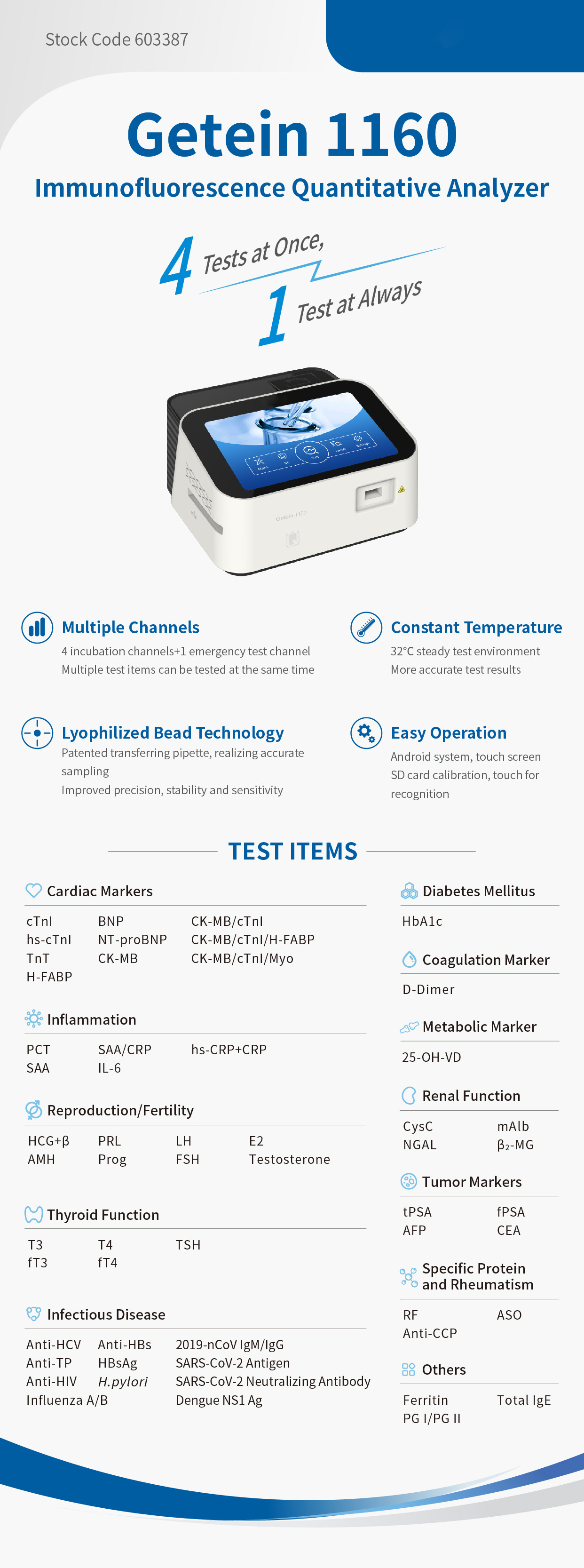 Multi-channel Semi-auto POCT Analyzer Immunofluorescence Machine Fluorescence Immunoassay Analyzer