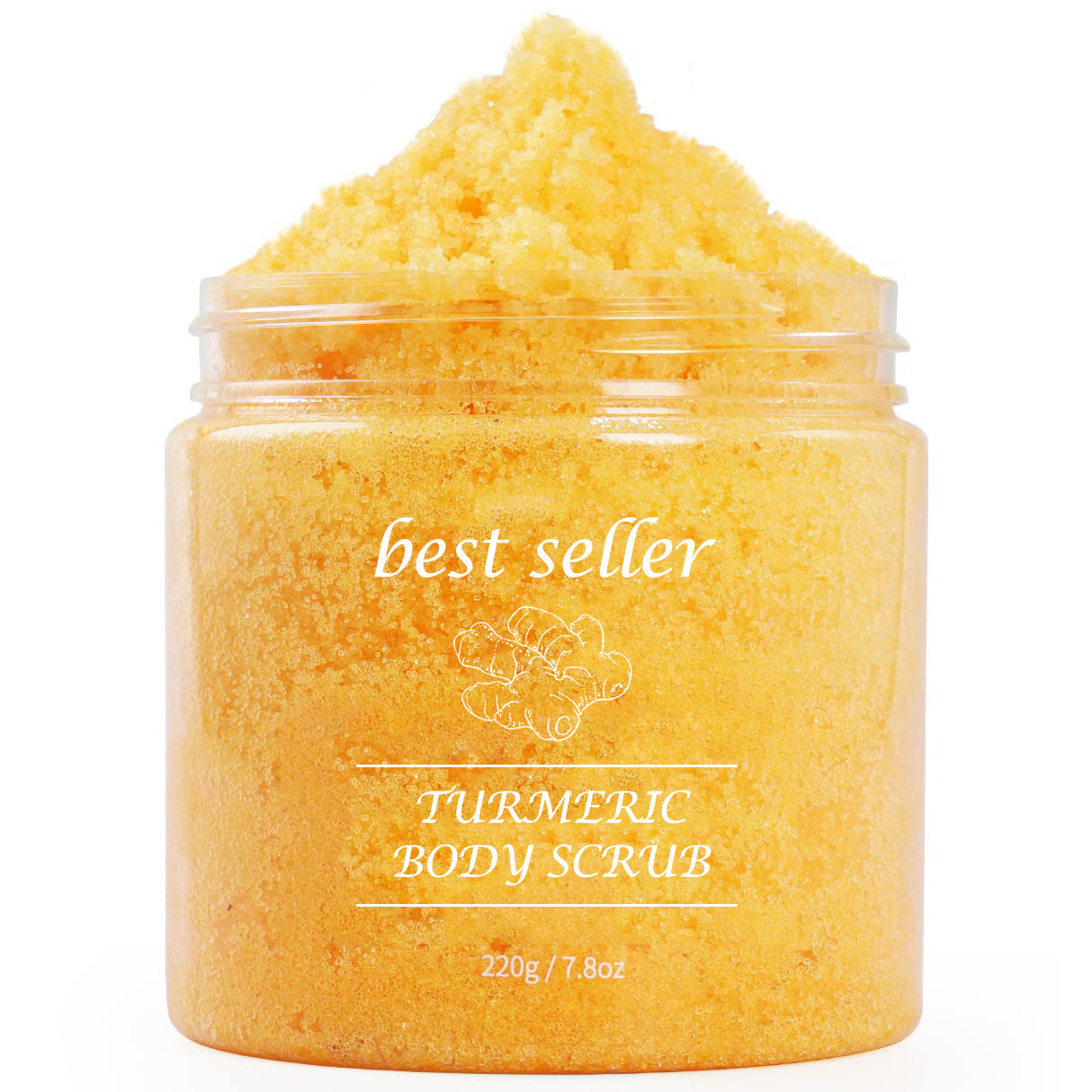 Private label Turmeric Body Scrub Moisturizing and Exfoliating Body, Face, Hand, Foot Scrub,Nourishes Skin,Deep Cleansing 7.8oz