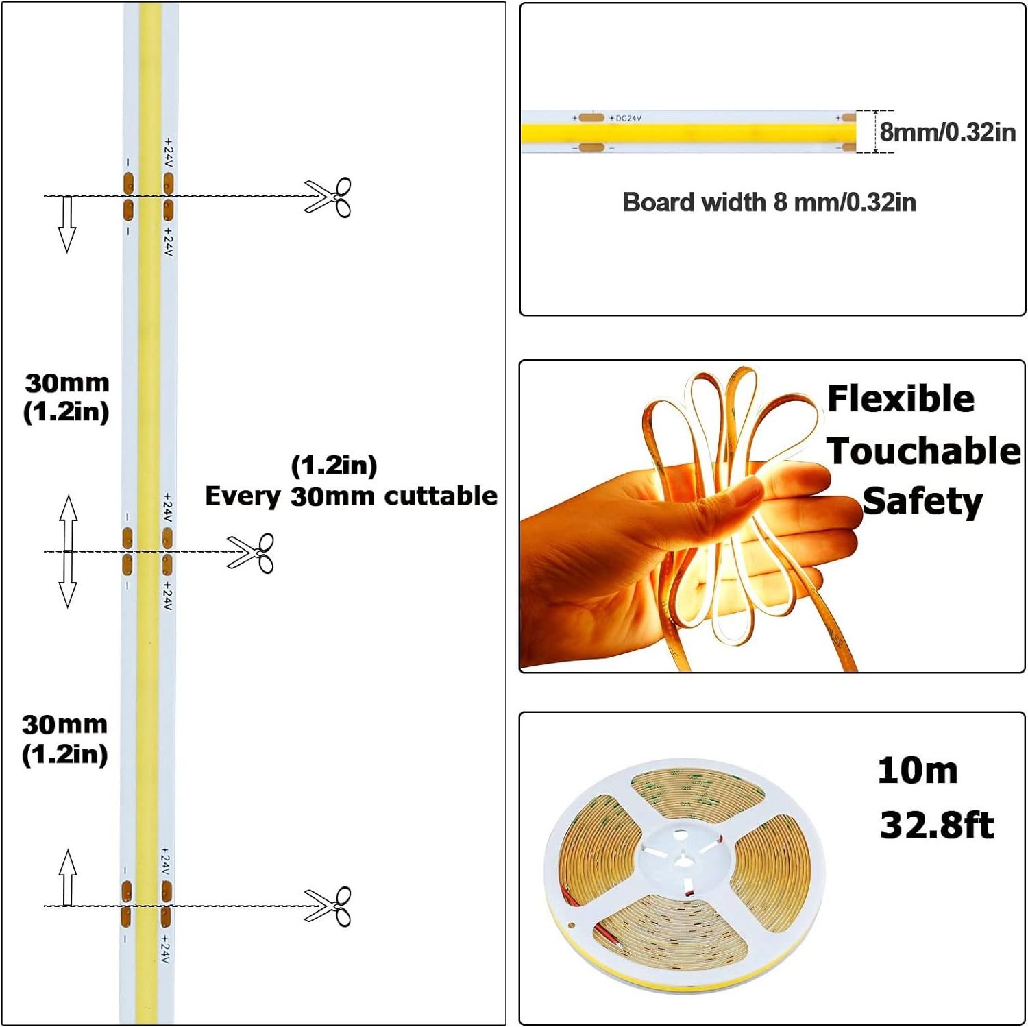 High CRI wholesale DC24V COB 280 320/480  lights neon strip for indoor outdoor decoration waterproof profile light cob led strip