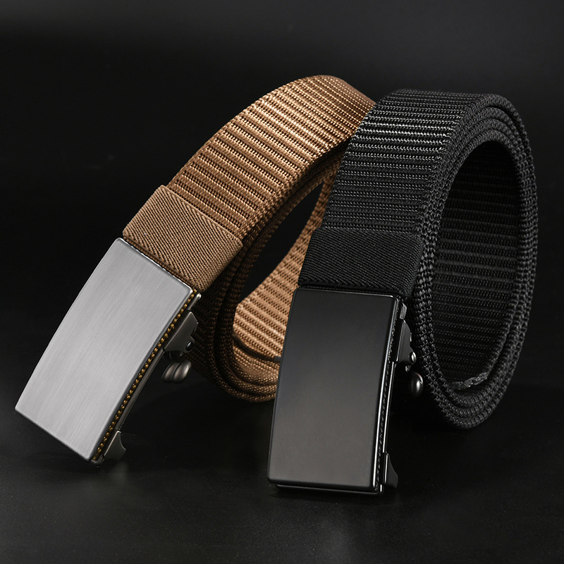 new toothless automatic buckle belt nylon canvas belt outdoor leisure breathable belt support customization